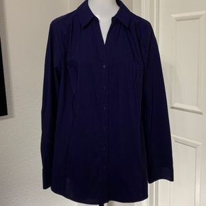 NWT Lane Bryant Navy Button Up Shirt Size 24